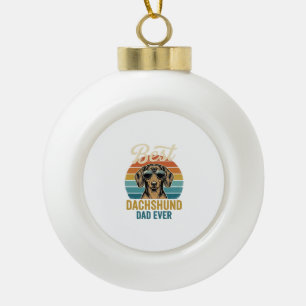 Best Dachshund Dad Ever Vintage Dog Shirt Design_1 Ceramic Ball Christmas Ornament