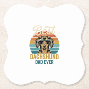 Best Dachshund Dad Ever Vintage Dog Shirt Design_1 Paper Coaster