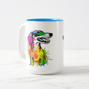 Best Dachshund Mom Cute Wiener Personalized Two-Tone Coffee Mug