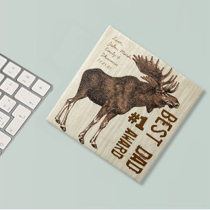 Best Dad # 1 Dad Award Vintage Moose Tile
