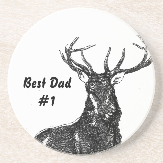 Best Dad #1 Vintage Buck Coasters (Front)