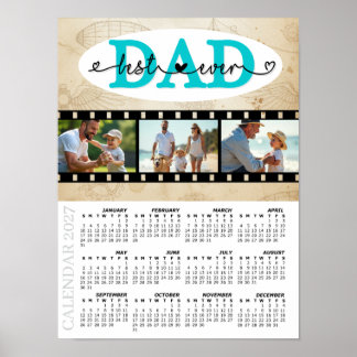 Best Dad 2027 Photo Calendar, Family, Vintage Poster