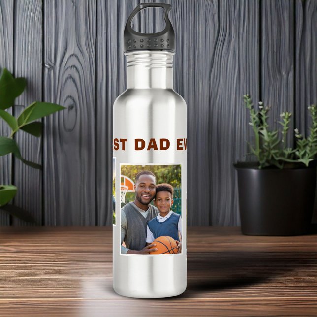 Best Dad 3 Photo Collage Father 710 Ml Water Bottle (Creator Uploaded)