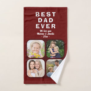 Best Dad 4 Photo Collage Family Father Bath Towel Set