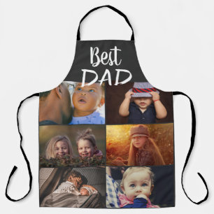 Best Dad 6 Photo Collage Family Photo Grey  Apron