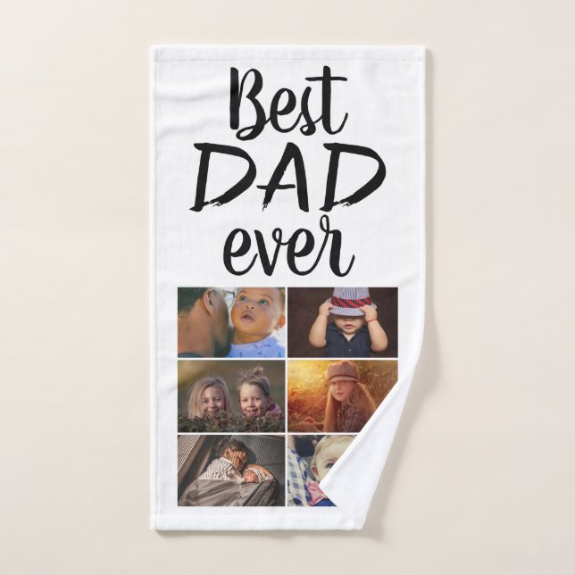 Best Dad 6 Photo Collage Family Photo  Hand Towel (Hand Towel)