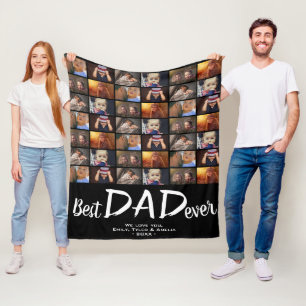 Best Dad 6 Photo Collage Family Photo Pattern Fleece Blanket