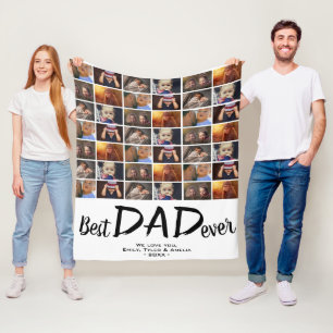 Best Dad 6 Photo Collage Family Photo Pattern Fleece Blanket
