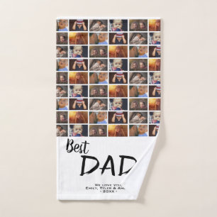 Best Dad 6 Photo Collage Family Photo Pattern Hand Towel