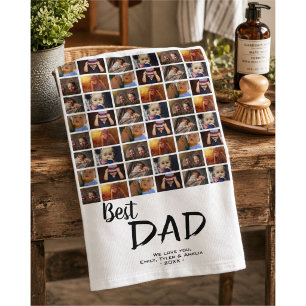 Best Dad 6 Photo Collage Family Photo Pattern Hand Towel