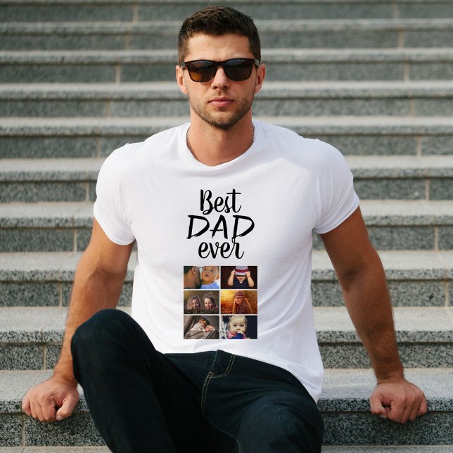 Best Dad 6 Photo Collage Family Photo  T-Shirt (Creator Uploaded)