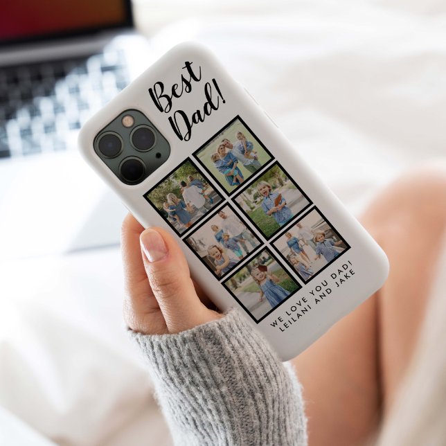 Best Dad! 6 Photo Collage Modern White Case-Mate iPhone Case (Modern Best Dad 6 photo collage with message for Father's Day, Christmas, or Dad's B-day. )