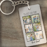 Best Dad! 6 Photos Custom Message Light Grey Key Ring<br><div class="desc">Best dad script font with 6 family photo slots along with a custom message for your number 1 Dad.</div>