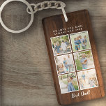 Best Dad! 6 Photos Custom Message Rustic Wood Key Ring<br><div class="desc">Best dad script font with 6 family photo slots along with a custom message for your number 1 Dad.</div>