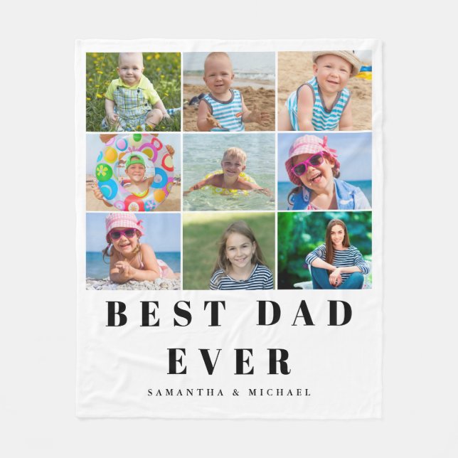 Best Dad 9 Photo Collage Fleece Blanket (Front)