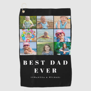Best Dad 9 Photo Collage Name Golf Towel