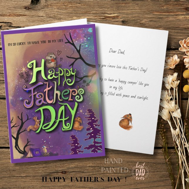 Best Dad Adventure Night Camping Father's Day Card (Funny Camping Puns Father's Day Greeting Card )