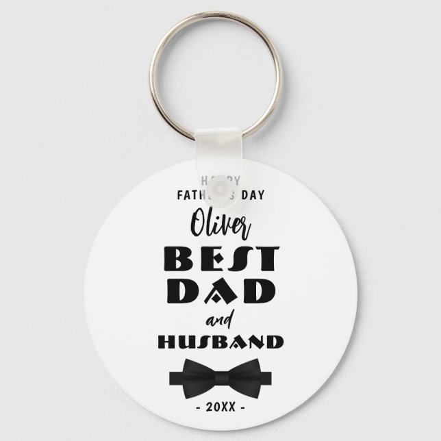 Best Dad and Husband Black Tie Elegant Key Ring (Front)