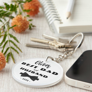 Best Dad and Husband Black Tie Elegant Key Ring
