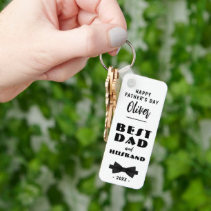 Best Dad and Husband Black Tie Elegant Key Ring