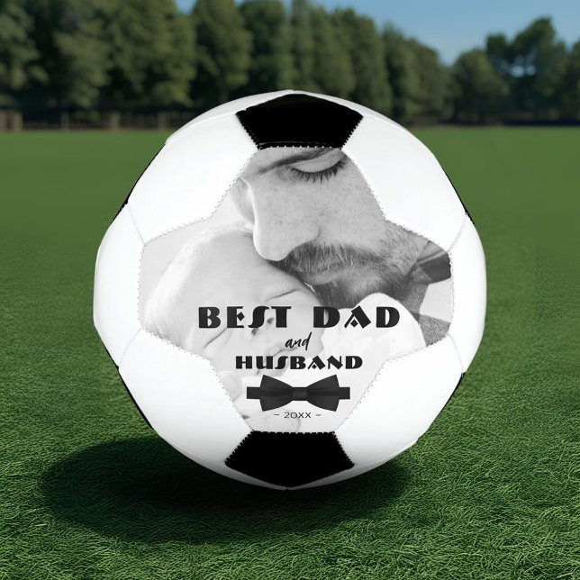 Best Dad and Husband Black Tie Elegant Photo Football (Creator Uploaded)