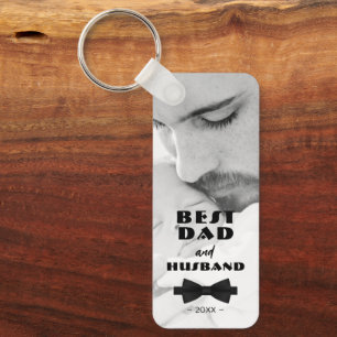 Best Dad and Husband Black Tie Elegant Photo Key Ring