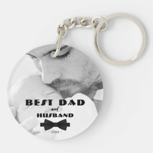 Best Dad and Husband Black Tie Elegant Photo Key Ring