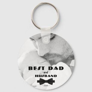 Best Dad and Husband Black Tie Elegant Photo  Key Ring