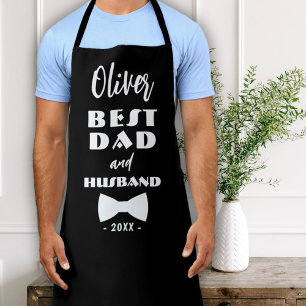 Best Dad and Husband Tie Elegant Black Apron