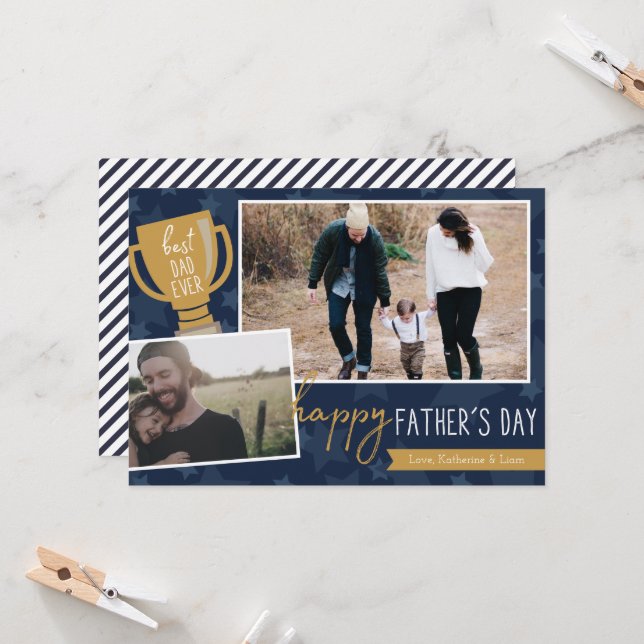 Best Dad Award Photo Greeting Card (Front/Back In Situ)