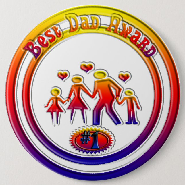 Best Dad Award Rainbow Family Button (Front)