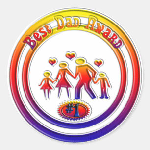 Best DAD Award Rainbow Family Classic Round Sticker