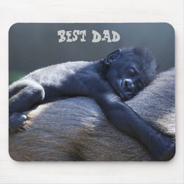 Best Dad, baby ape hugging dad ape Mouse Mat (Front)