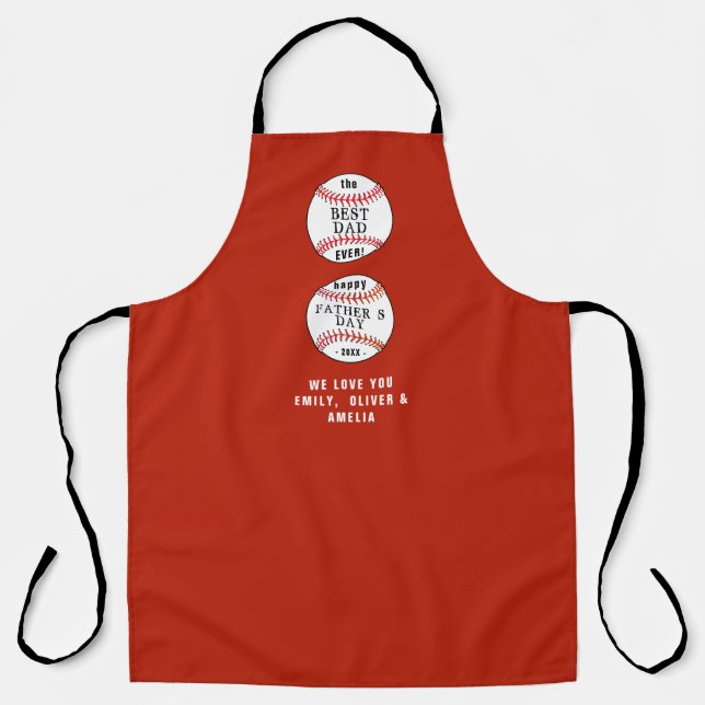 Best Dad Baseball Balls Red Happy Father`s Day Apron (Front)