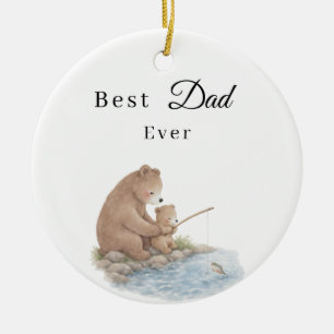 Best Dad Bear Son Fishing Photo Ceramic Tree Decoration