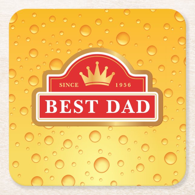 Best Dad Beer Mat Square Paper Coaster (Front)