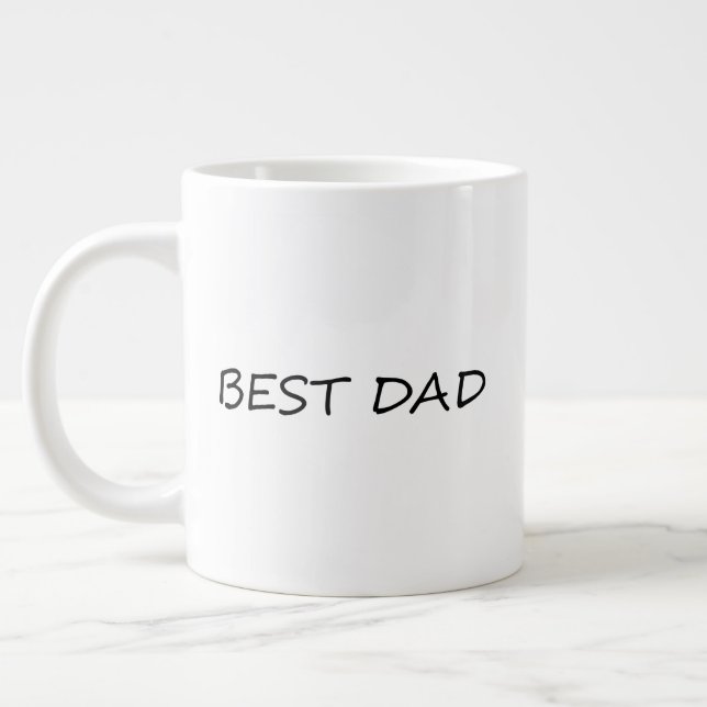 Best Dad black and white minimalist modern Large Coffee Mug (Left)