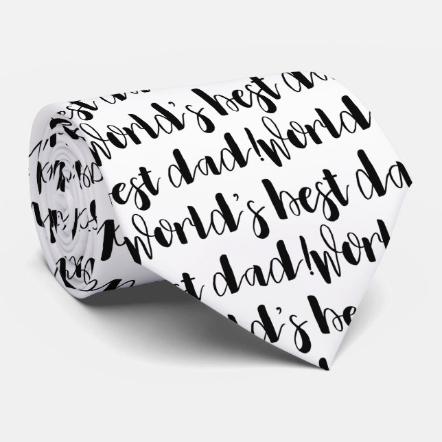 Best Dad Black and White Typography Gift Tie (Rolled)