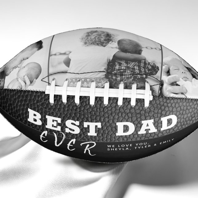 Best Dad Black Leather Print 3 Photo Collage American Football (Creator Uploaded)