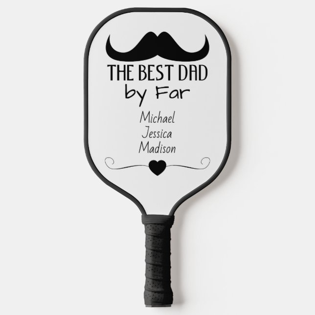 Best Dad Black Moustache Father's Day Custom name Pickleball Paddle (Front)