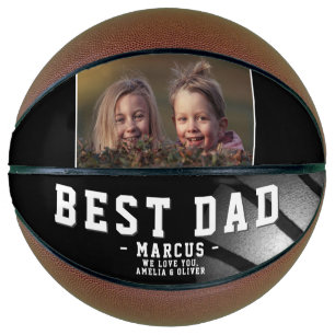 Best Dad Black Silver Ball Photo Father`s Day Basketball