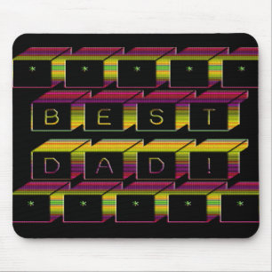 Best Dad Blocks Text Brown & Yellow Mouse Mat