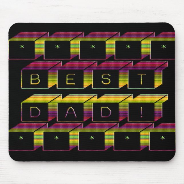 Best Dad Blocks Text Brown & Yellow Mouse Mat (Front)