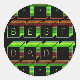 Best Dad Blocks Text Green and Brown Classic Round Sticker