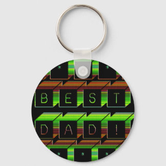 Best Dad Blocks Text Green and Brown Key Ring