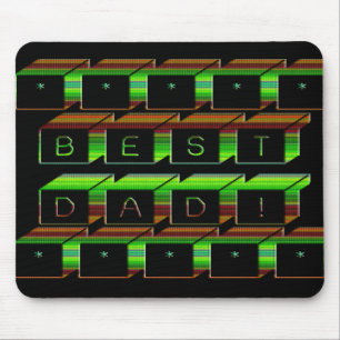 Best Dad Blocks Text Green and Brown Mouse Mat