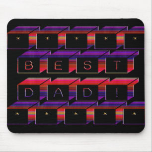 Best Dad Blocks Text Red & Purple Mouse Mat