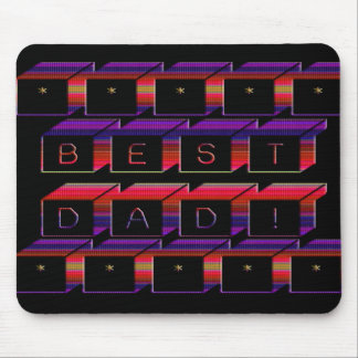 Best Dad Blocks Text Red & Purple Mouse Mat