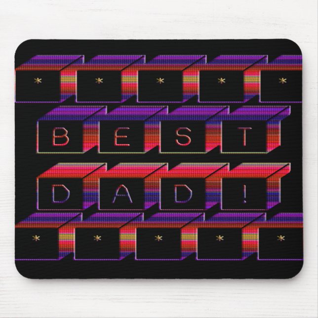 Best Dad Blocks Text Red & Purple Mouse Mat (Front)