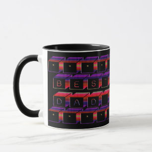 Best Dad Blocks Text Red & Purple Mug